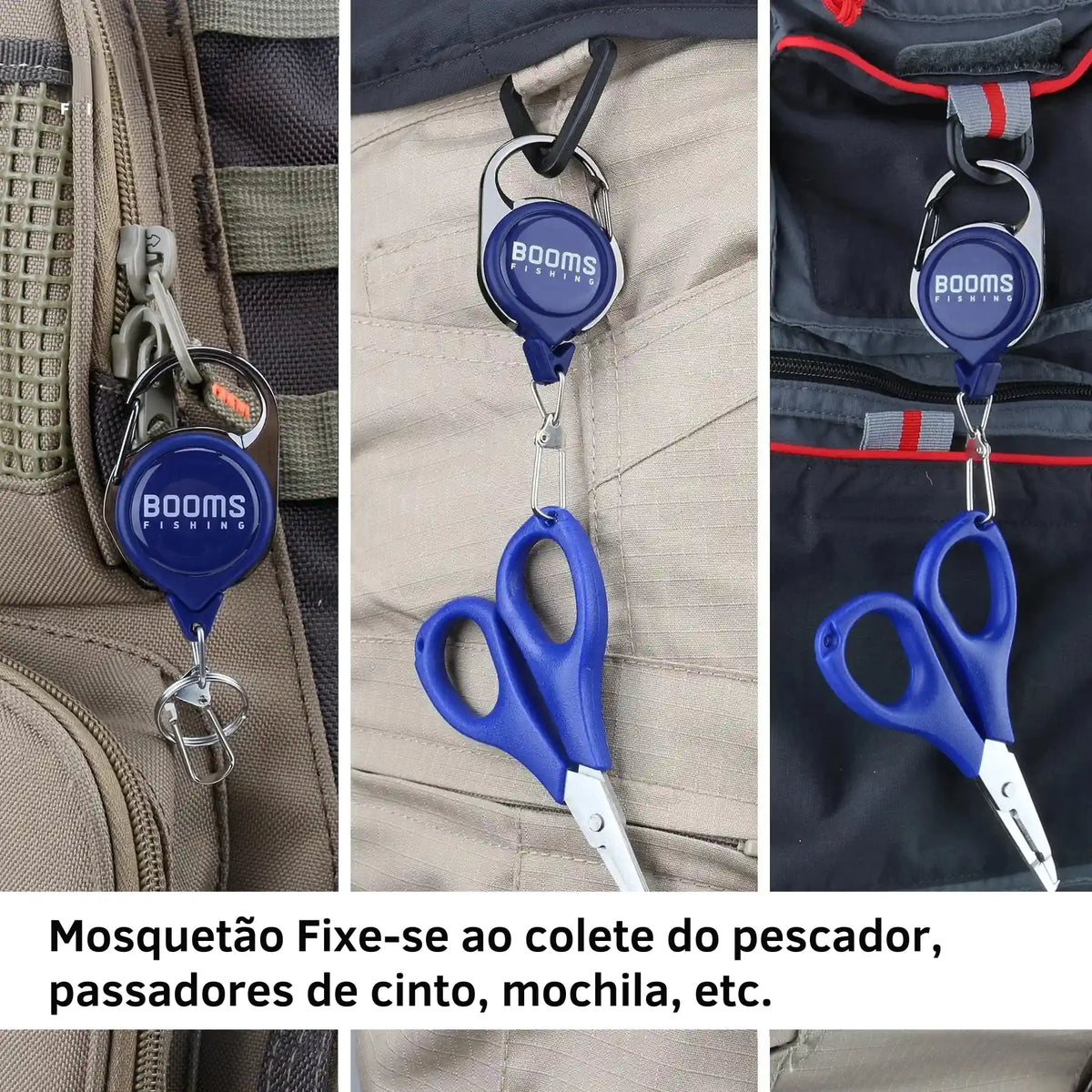 Chaveiro Retrátil com Mosquetão e Argola de Chave para Pesca 3pcs - Águas Nobres