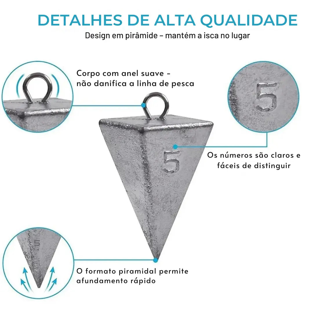 Pirâmide de Pesca em Chumbo – Kit 2 Peças