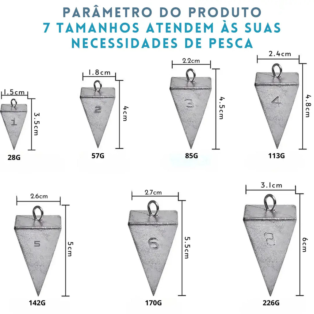 Pirâmide de Pesca em Chumbo – Kit 2 Peças