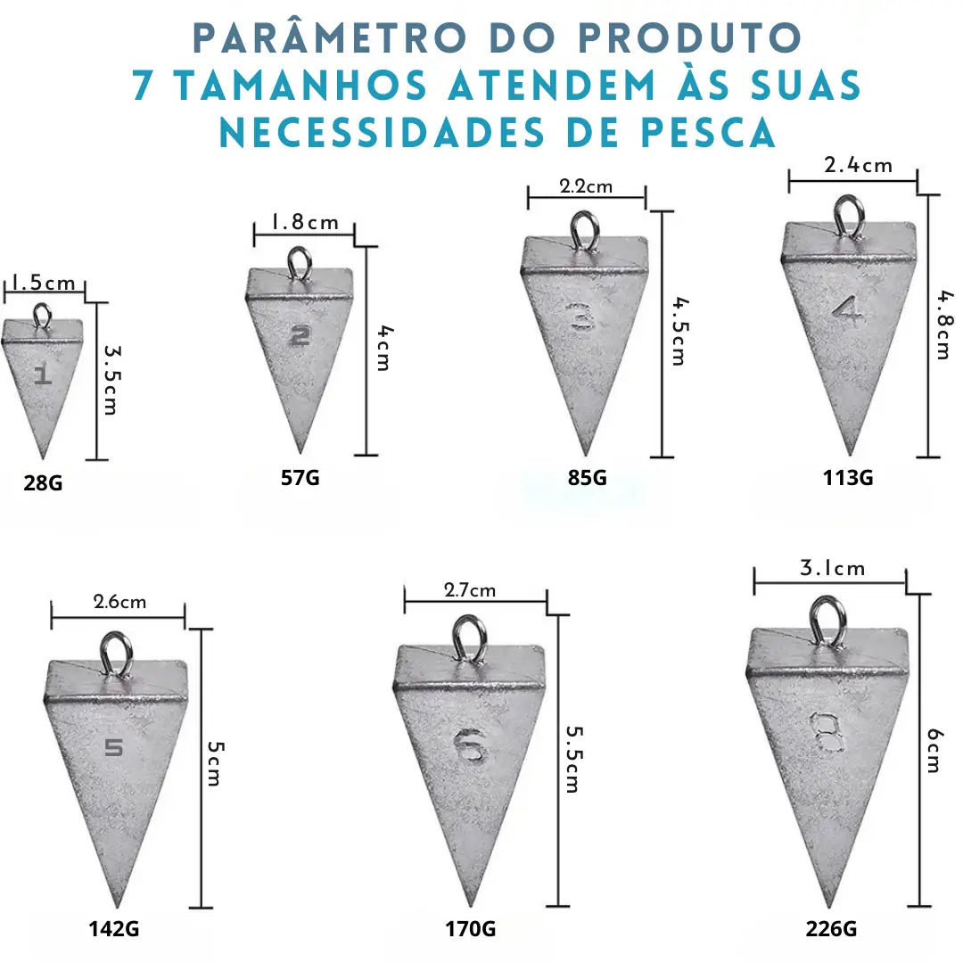 Pirâmide de Pesca em Chumbo – Kit 2 Peças