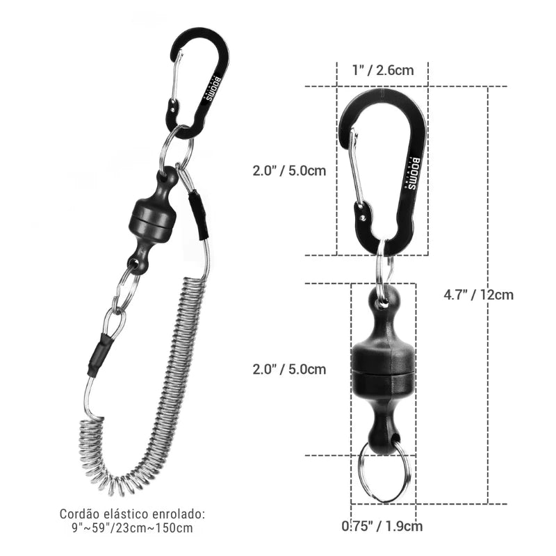 Clipe Magnético de Liberação Rápida com Cordão Espiral para Rede de Pesca - Águas Nobres
