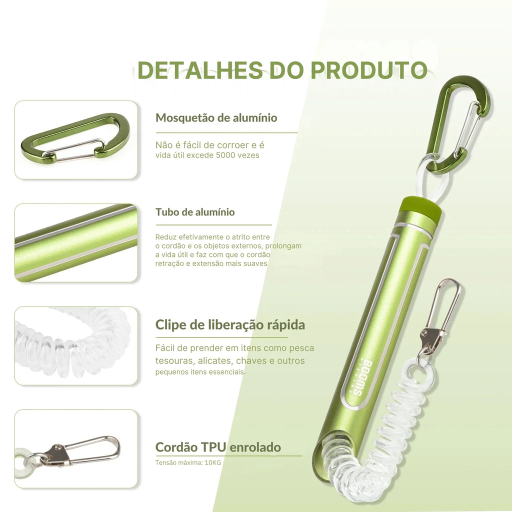 Corda de Retenção Tubular com Elasticidade Escalável Espiral 80cm - Águas Nobres