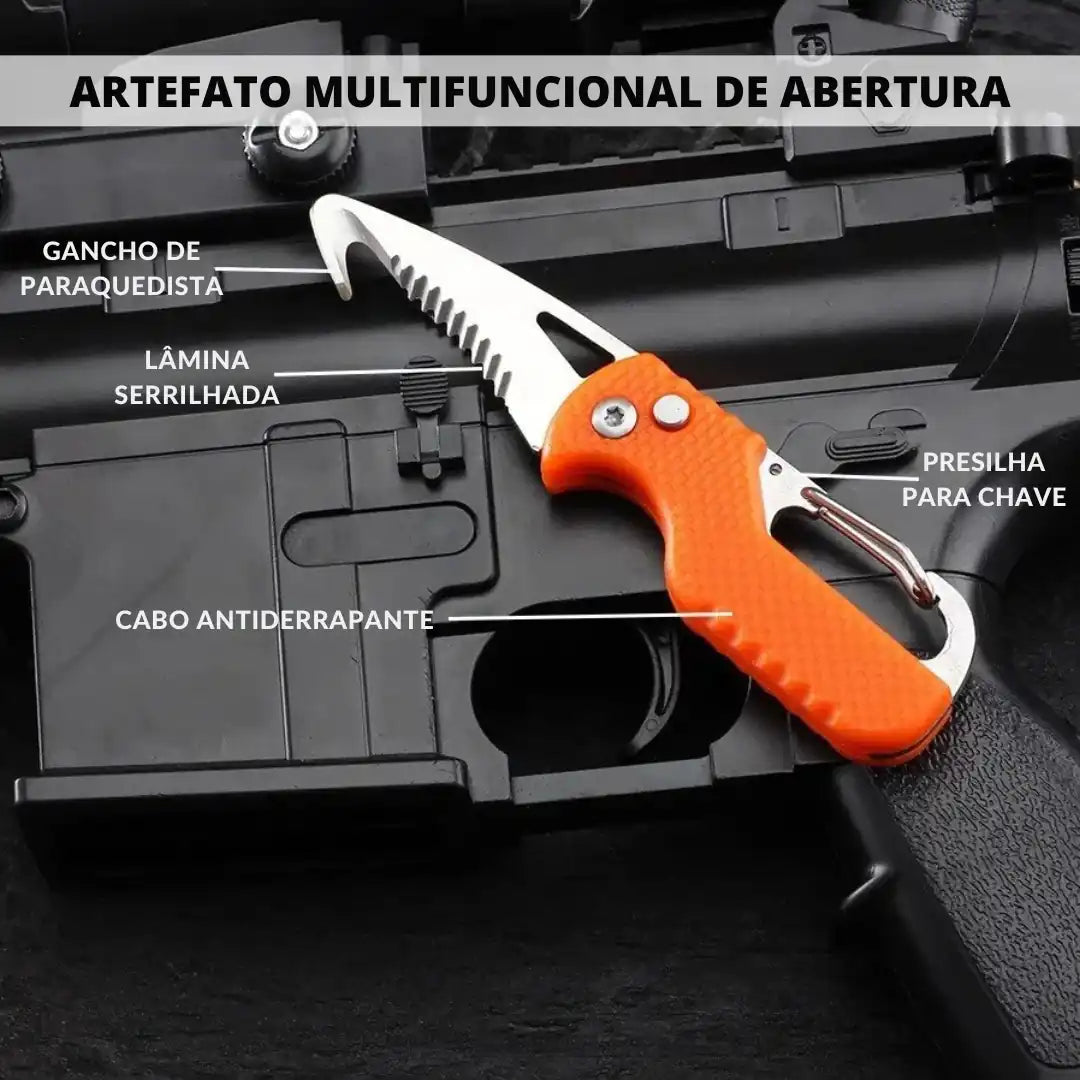Faca Dobrável Portátil Multifuncional em Aço Inoxidável