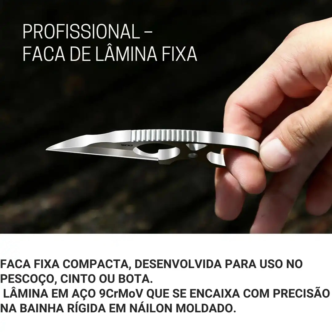 Faca Fixa Compacta em Aço Inoxidável