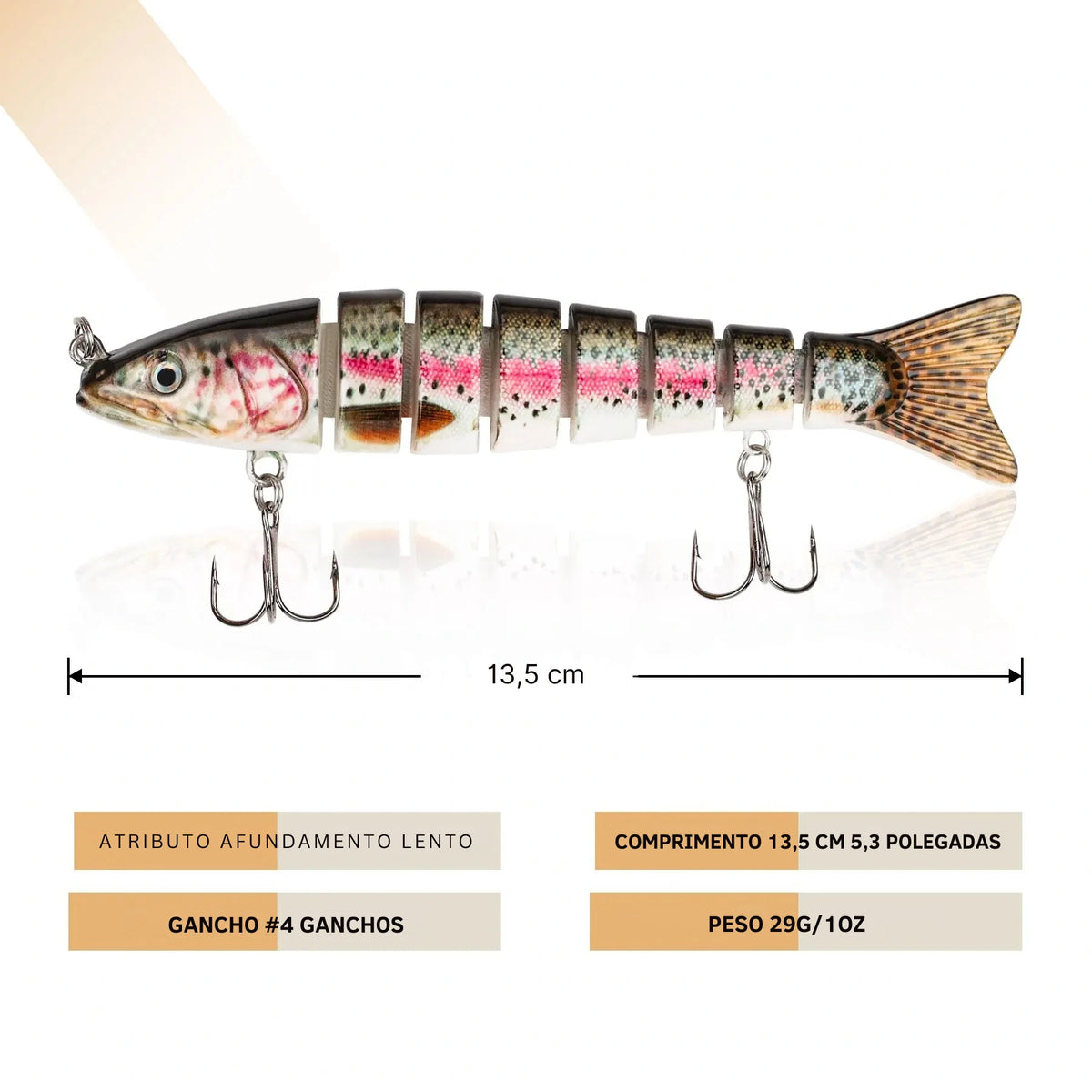 Isca Artificial Articulada Swimbait 10cm 29g com 7 Segmentos para Pesca - Águas Nobres