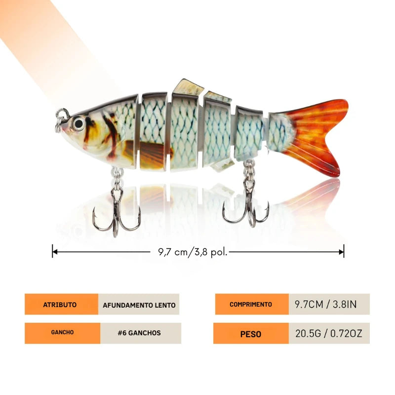 Isca Artificial Articulada Swimbait com Anzóis para Pesca de Pike - Águas Nobres