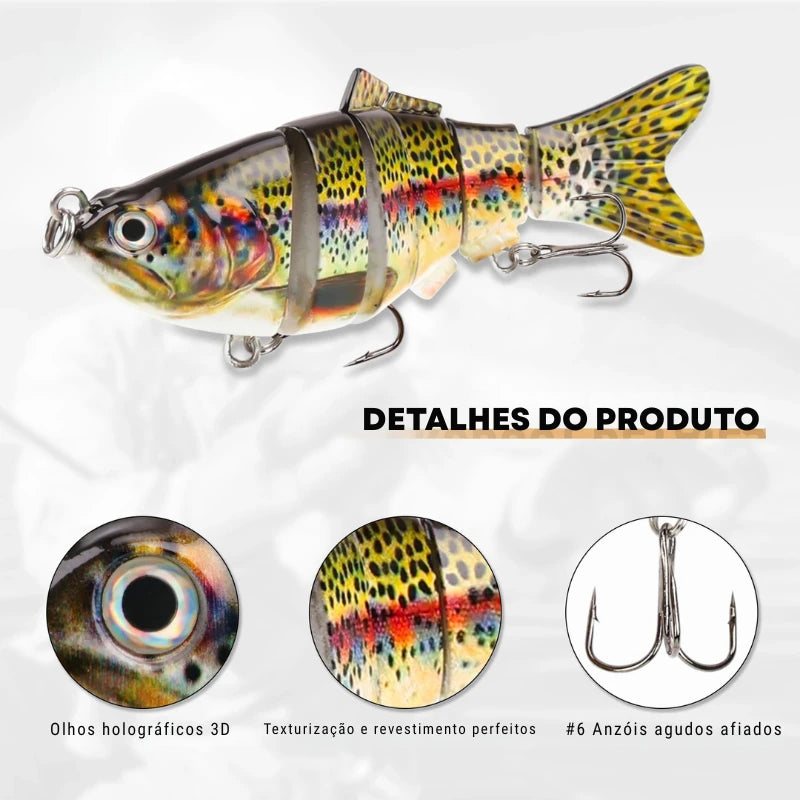 Isca Artificial Articulada Swimbait com Anzóis para Pesca de Pike - Águas Nobres