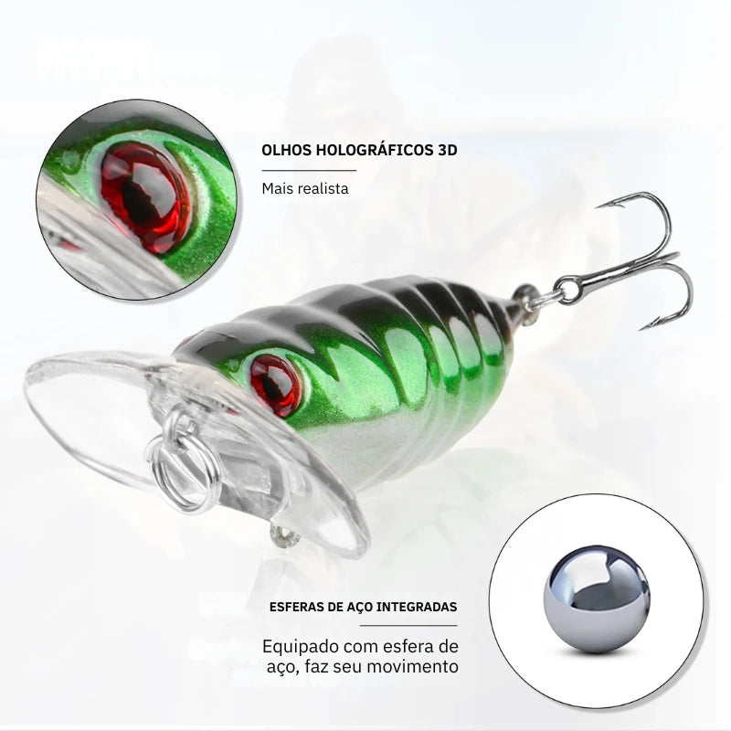 Isca Artificial Cicada 3.8cm 3.4g com Olhos 3D e Ganchos Afiados - Águas Nobres