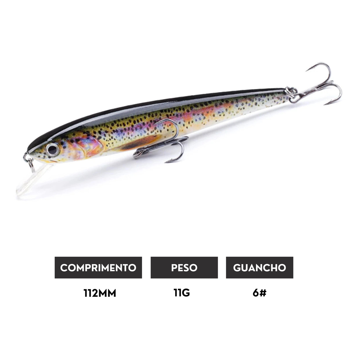 Isca Artificial Floating Minnow 112mm 11g com Ação Realista - Águas Nobres