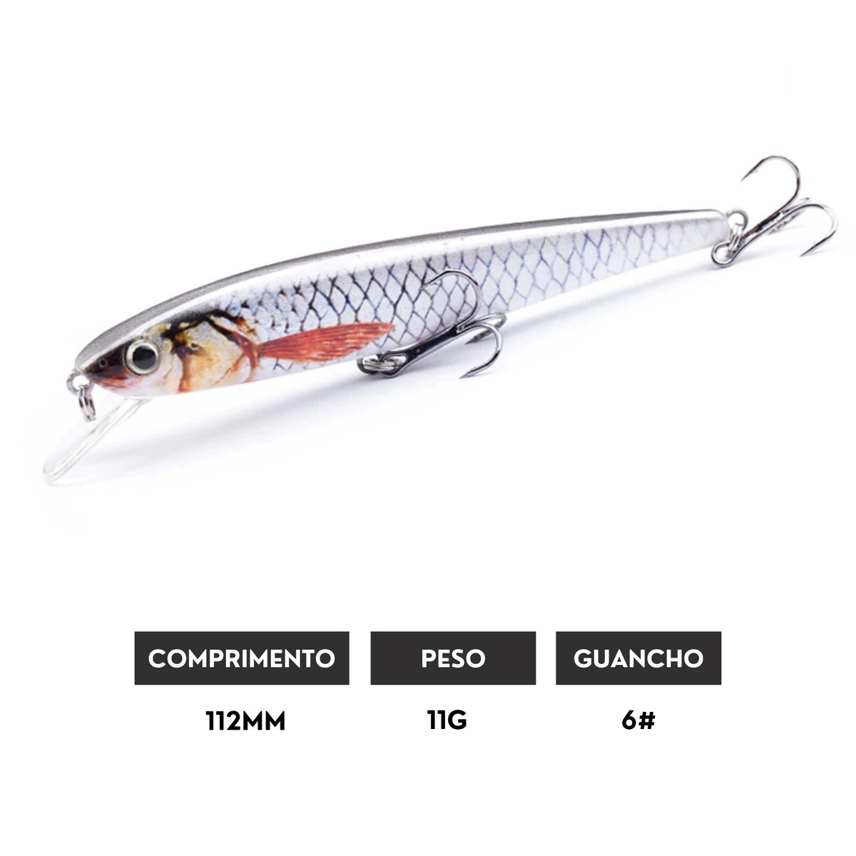 Isca Artificial Floating Minnow 112mm 11g com Ação Realista - Águas Nobres