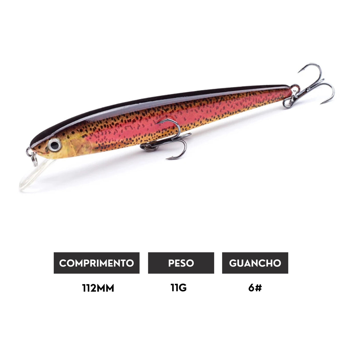 Isca Artificial Floating Minnow 112mm 11g com Ação Realista - Águas Nobres