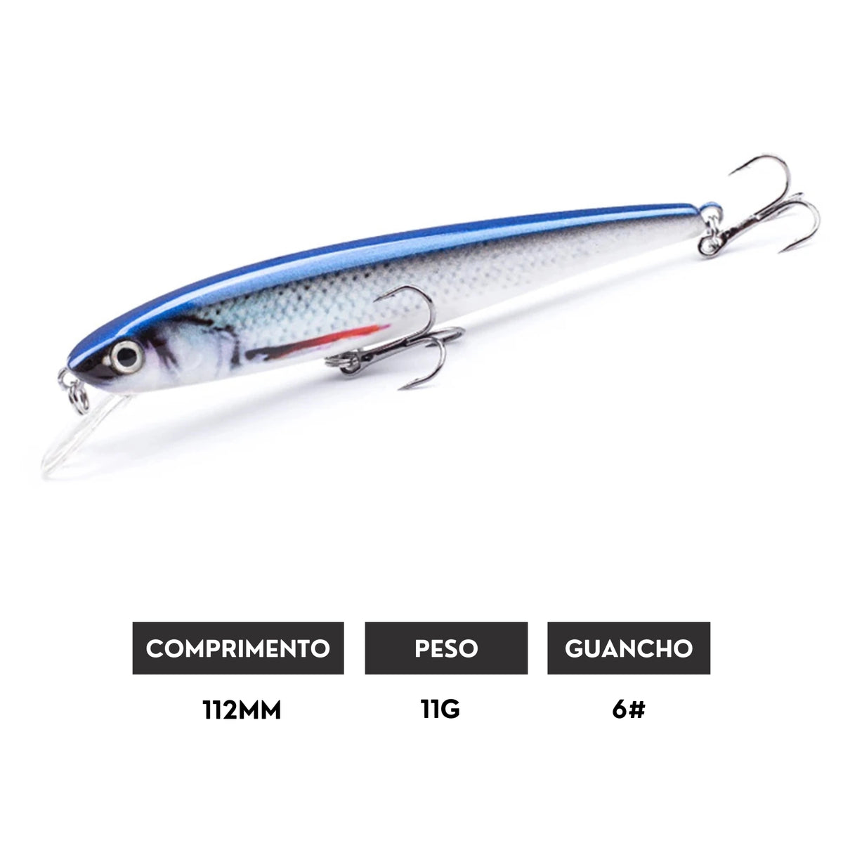 Isca Artificial Floating Minnow 112mm 11g com Ação Realista - Águas Nobres