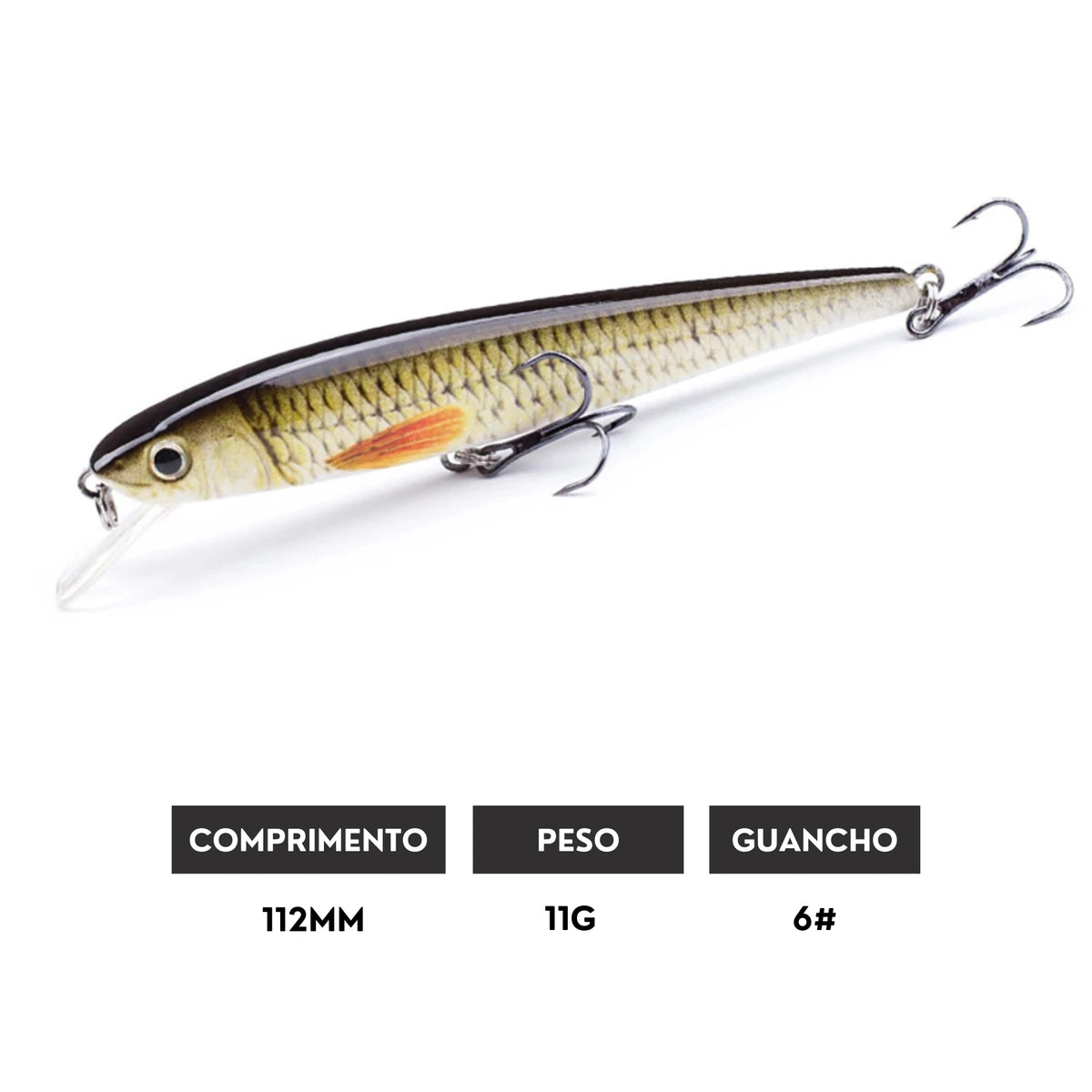 Isca Artificial Floating Minnow 112mm 11g com Ação Realista - Águas Nobres