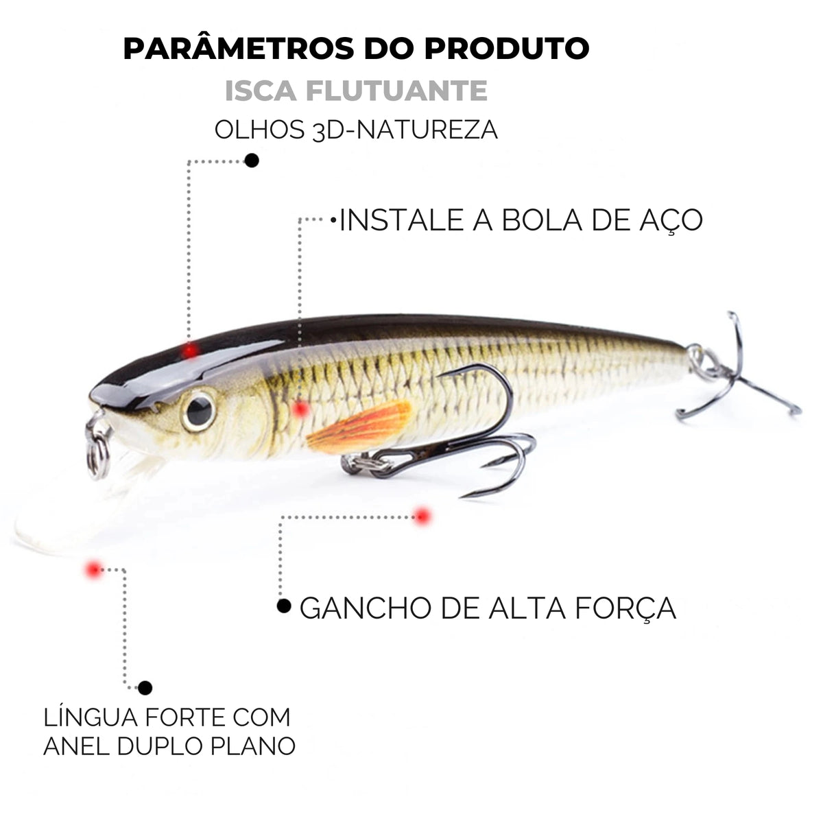 Isca Artificial Floating Minnow 112mm 11g com Ação Realista - Águas Nobres