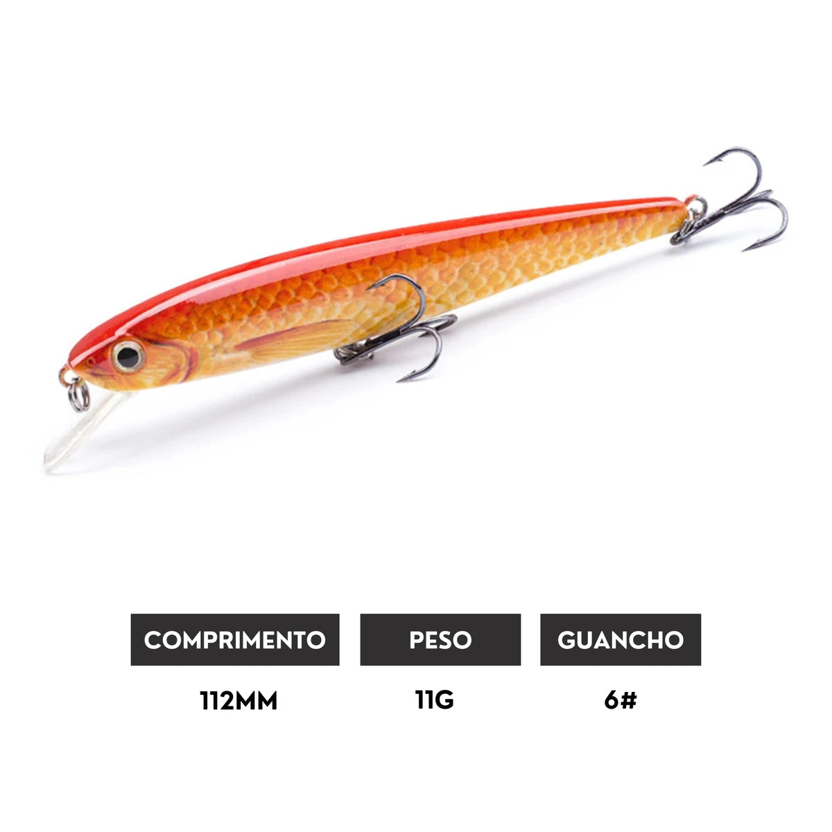 Isca Artificial Floating Minnow 112mm 11g com Ação Realista - Águas Nobres