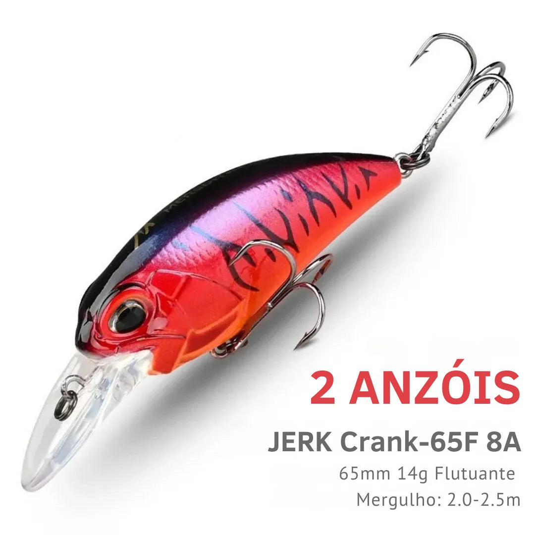 Isca Artificial Jerk Crank Flutuante para Pesca Profissional