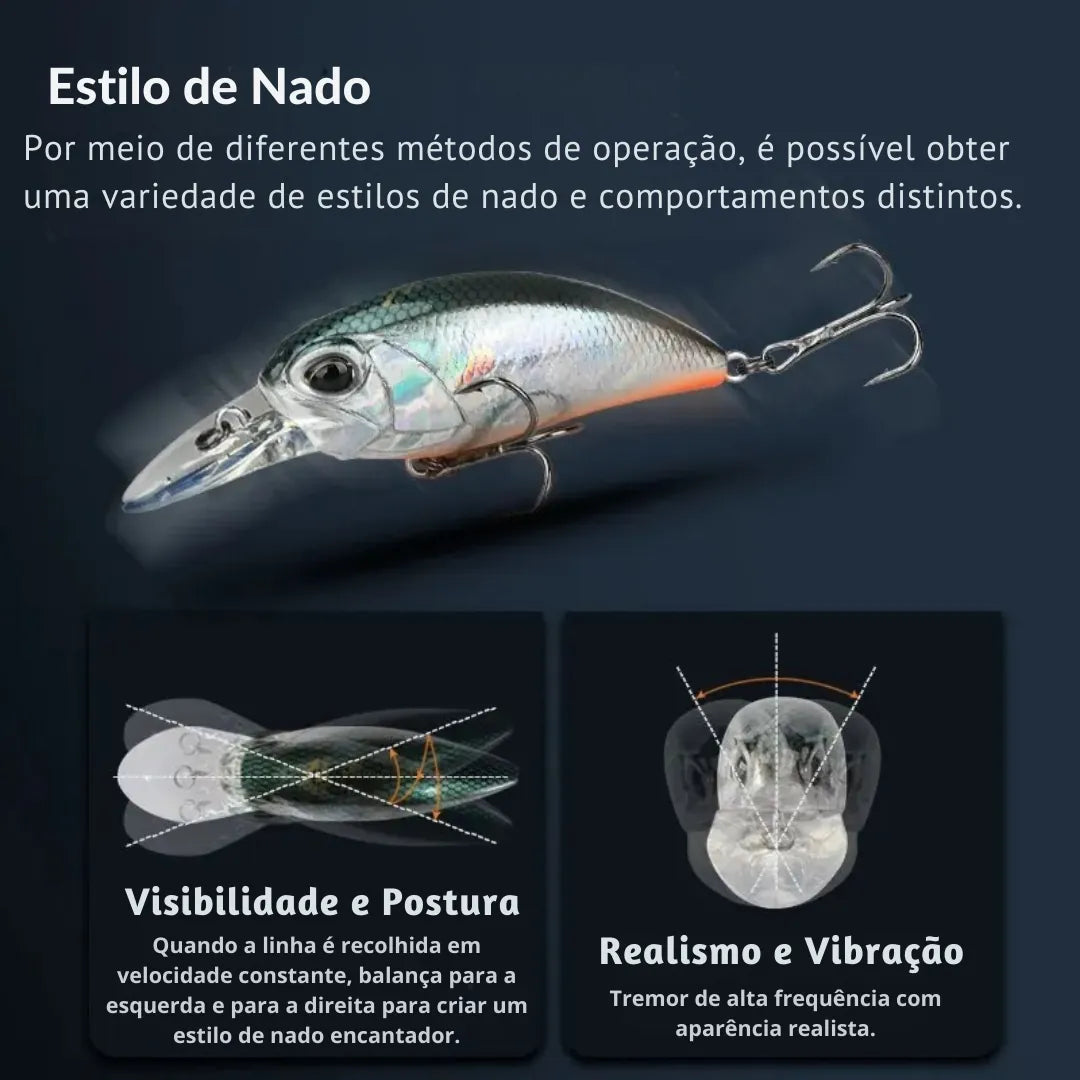 Isca Artificial Jerk Crank Flutuante para Pesca Profissional