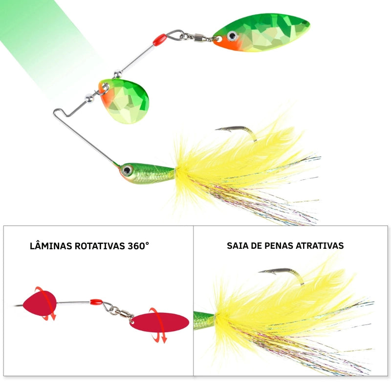 Isca Artificial SP1 Jig 10g com Anzol Triplo e Pena - Águas Nobres