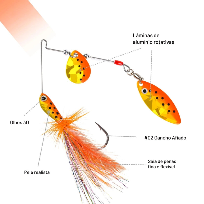 Isca Artificial SP1 Jig 10g com Anzol Triplo e Pena - Águas Nobres