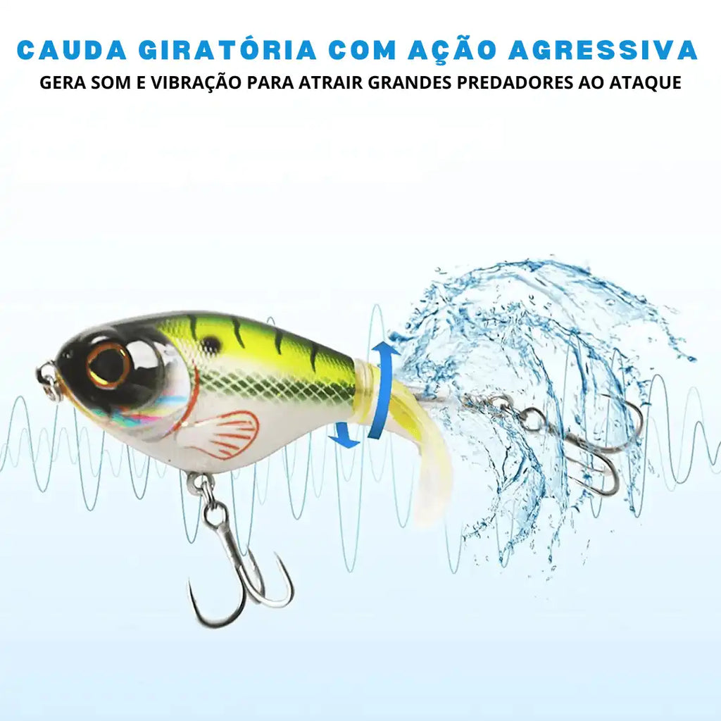 Isca Artificial Topwater com Cauda Rotativa
