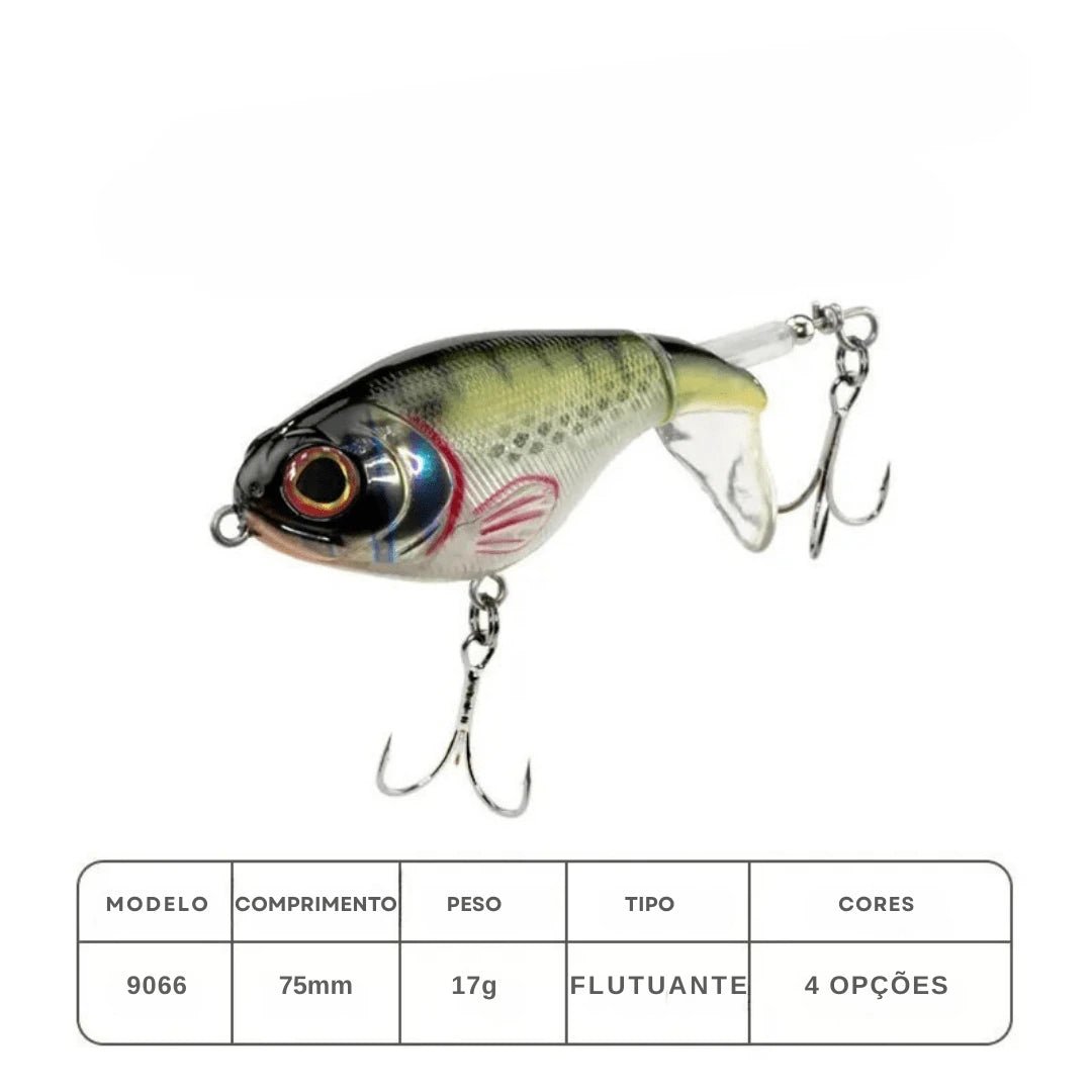 Isca Artificial Topwater com Cauda Rotativa
