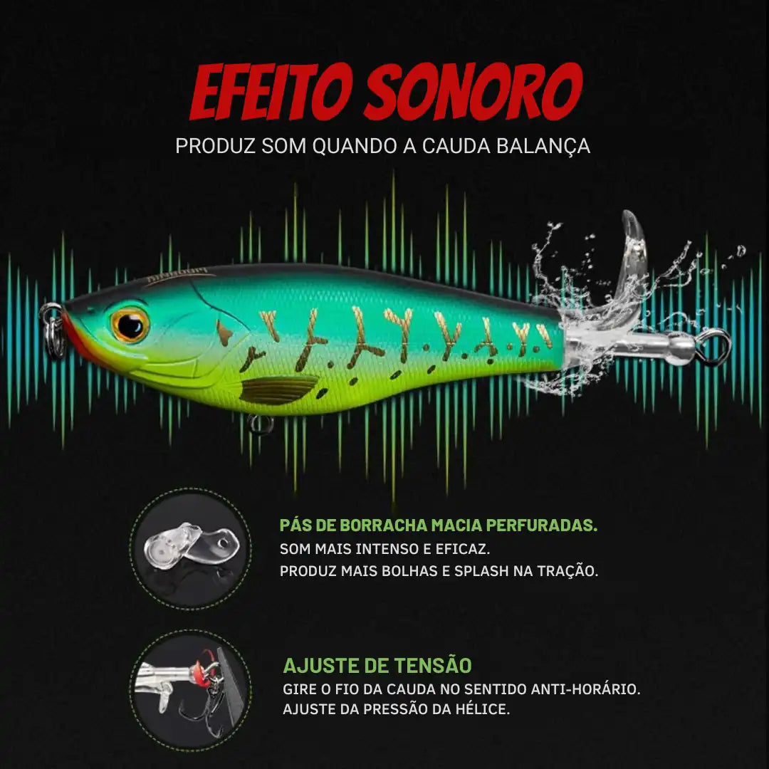 Isca Artificial Topwater com Cauda Rotativa - Águas Nobres