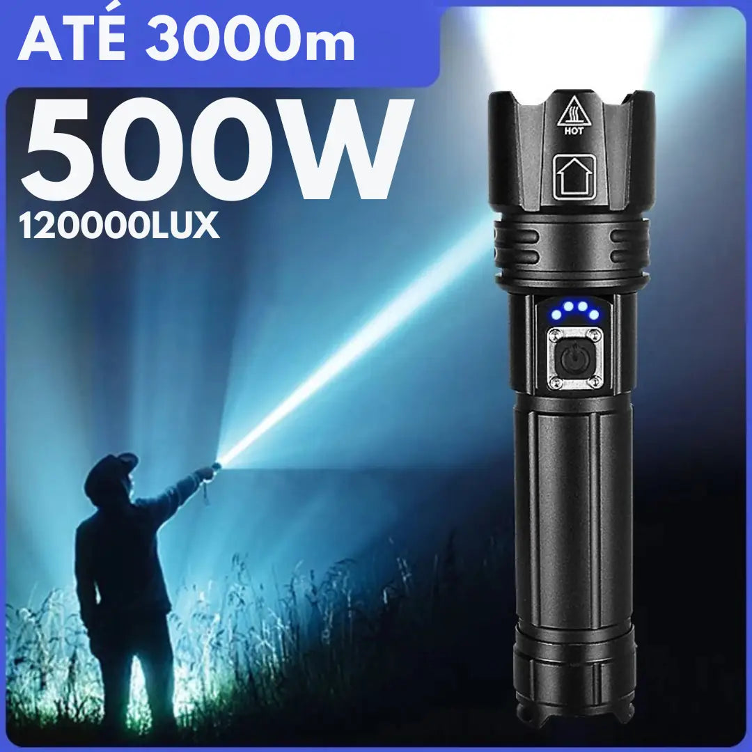 Lanterna LED Recarregável Ultra Potente com Zoom Ajustável