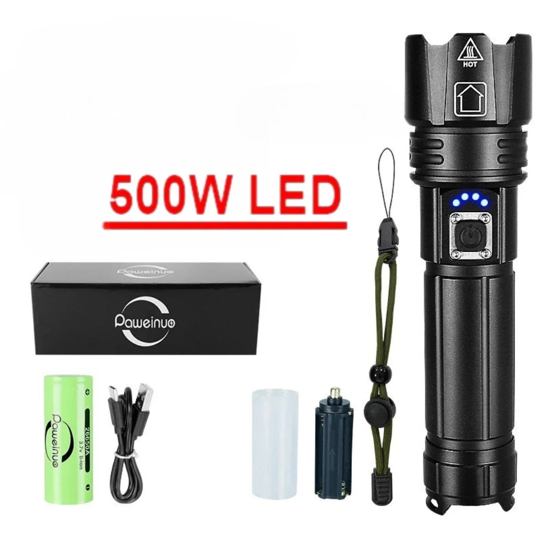 Lanterna LED Recarregável Ultra Potente com Zoom Ajustável