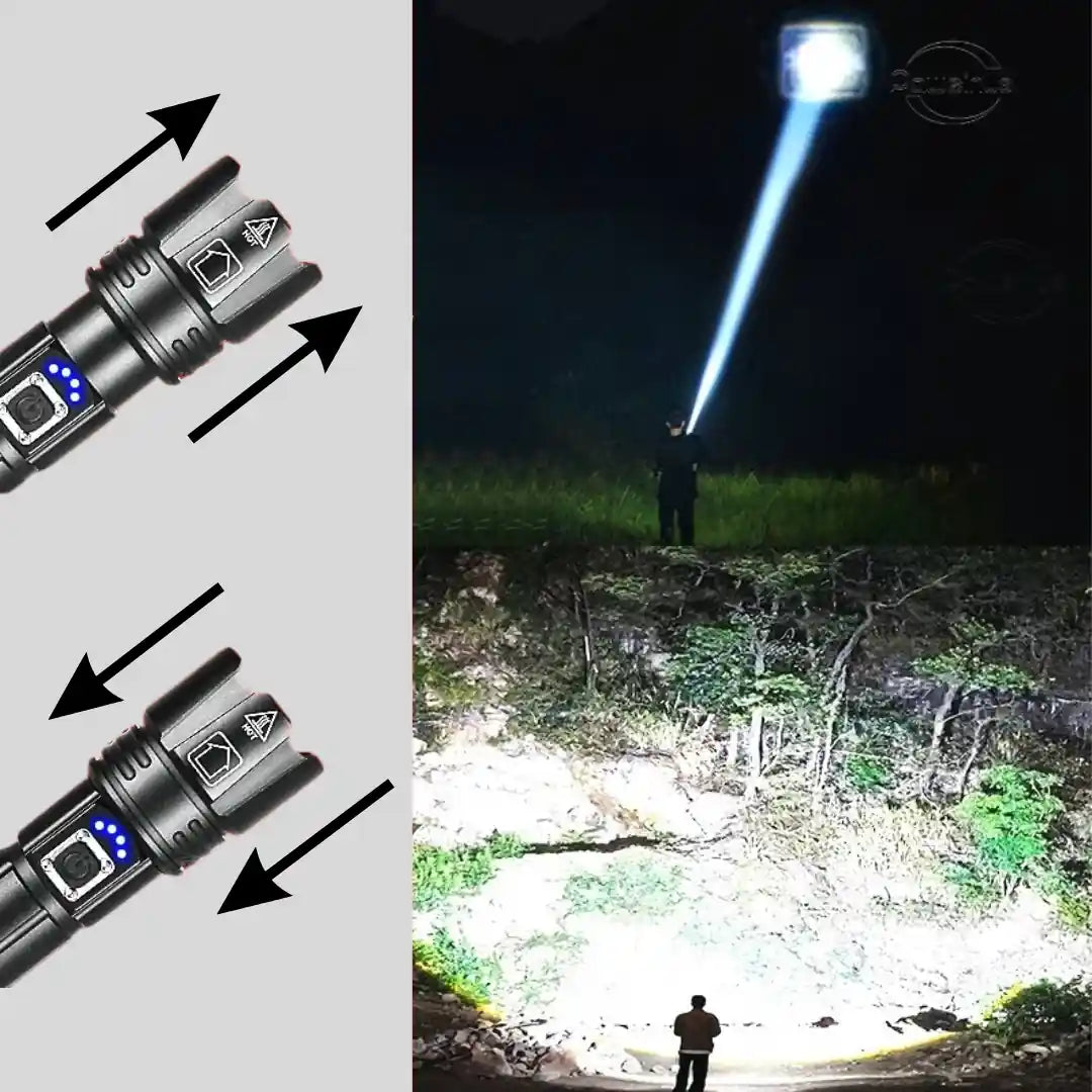 Lanterna LED Recarregável Ultra Potente com Zoom Ajustável