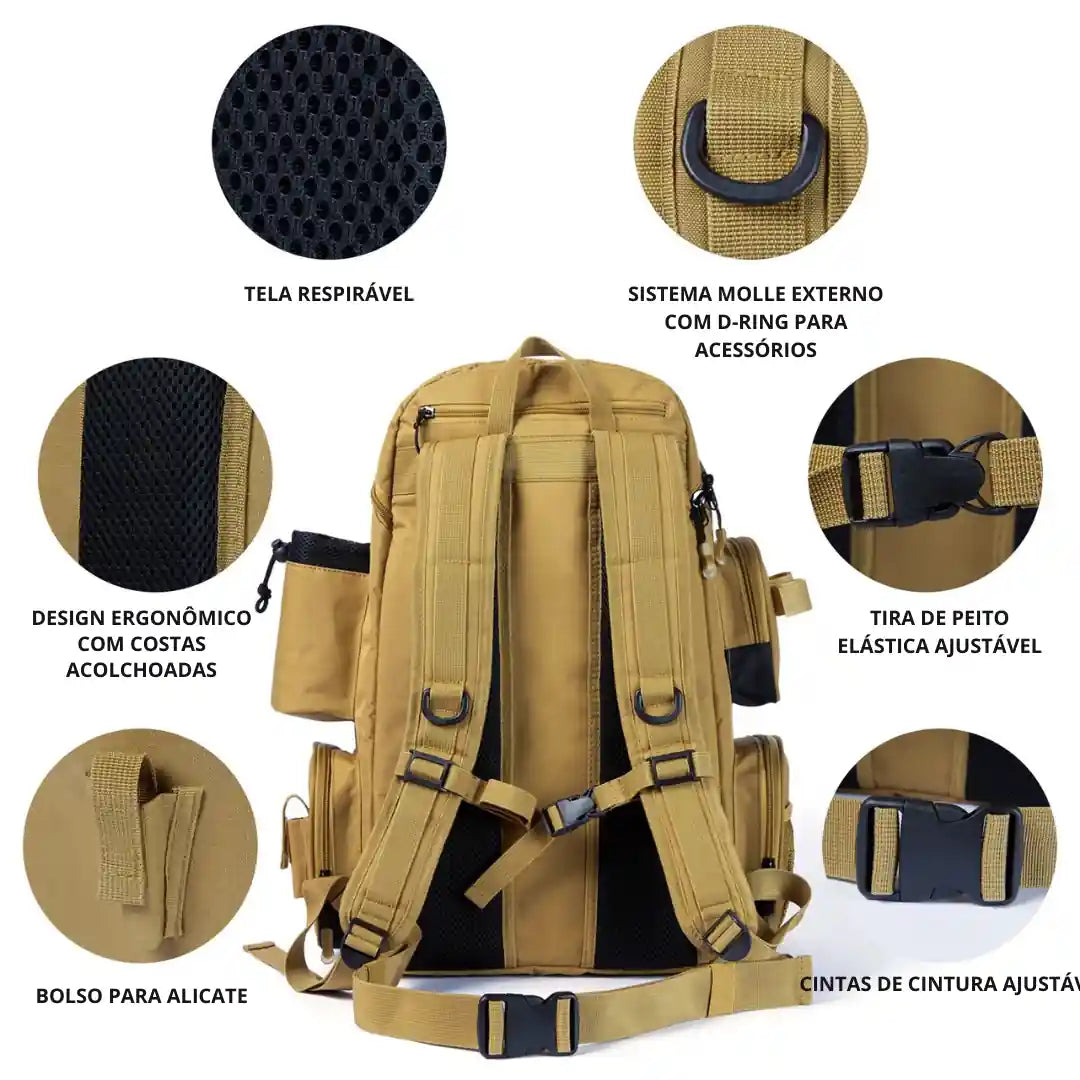 Mochila de Pesca Multifuncional Tática