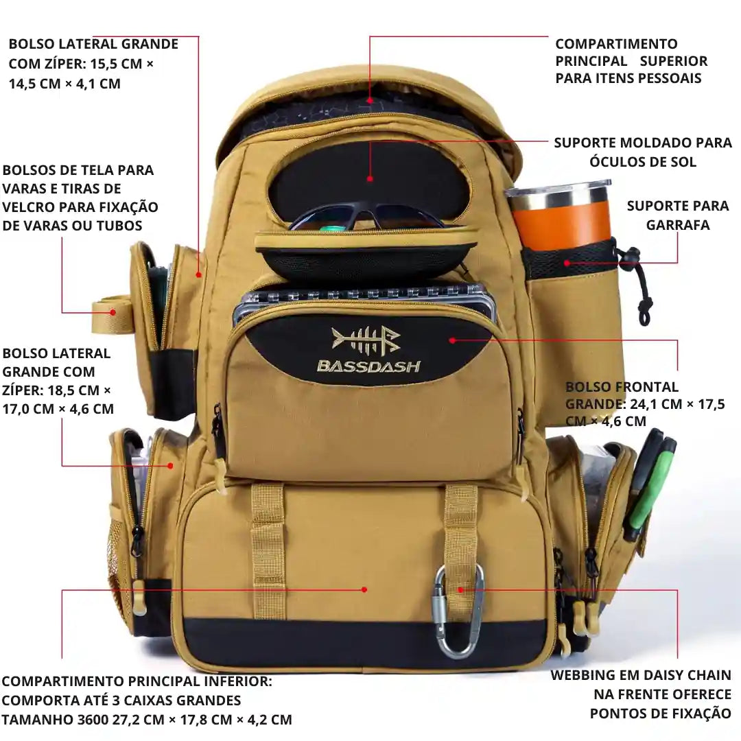 Mochila de Pesca Multifuncional Tática