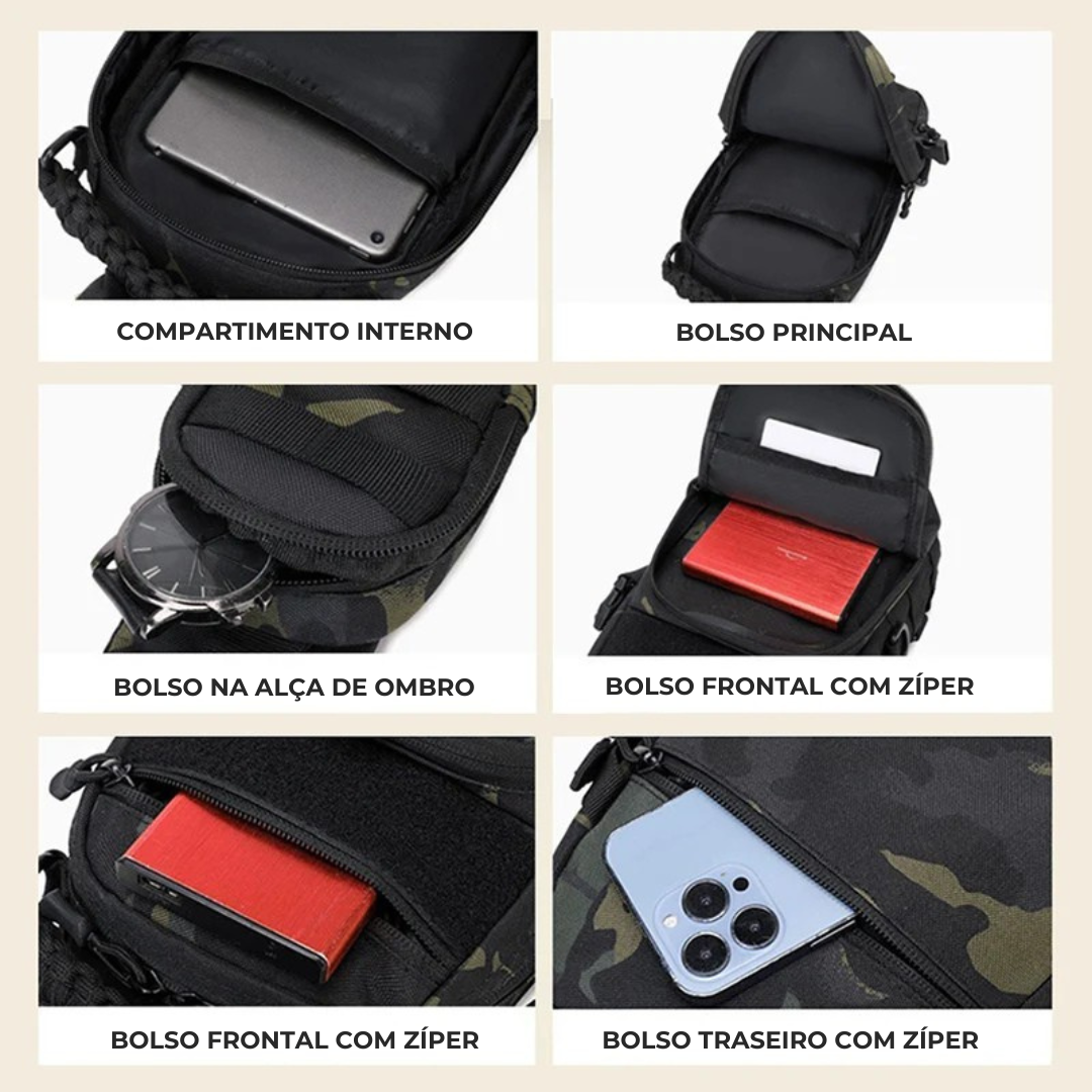 Mochila Tática de Peito Multifuncional Outdoor