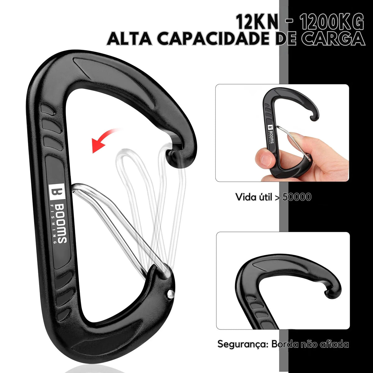 Mosquetão de Alumínio 12KN para Pesca e Camping com Argolas 2pcs/4pcs - Águas Nobres