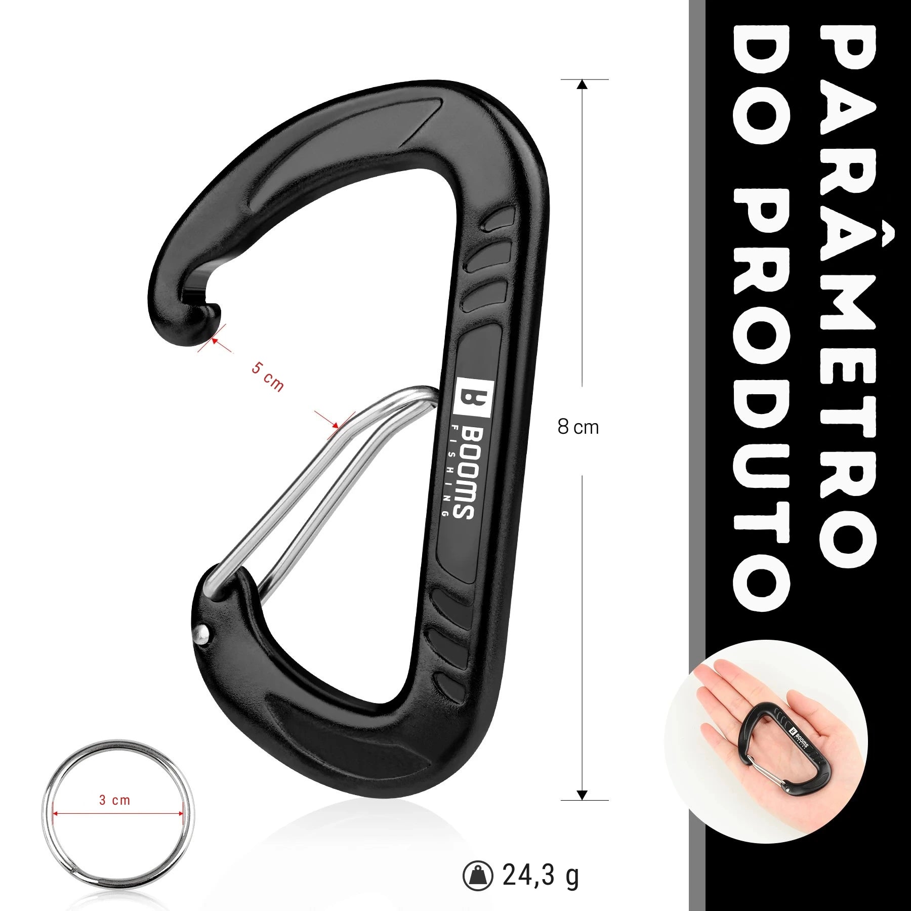 Mosquetão de Alumínio 12KN para Pesca e Camping com Argolas 2pcs/4pcs - Águas Nobres
