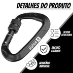 Mosquetão de Alumínio 12KN para Pesca e Camping com Argolas - Águas Nobres