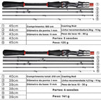 Vara de Pesca Fibra de Carbono Portátil Spinning e Casting