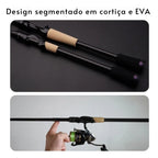 Vara de Pesca Preta Fibra de Carbono Alta Resistência