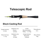 Vara de Pesca Telescópica em Carbono – Spinning e Casting