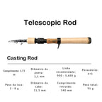 Vara de Pesca Telescópica em Carbono – Spinning e Casting