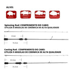 Vara de Pesca Ultralight Carbono Spinning e Casting
